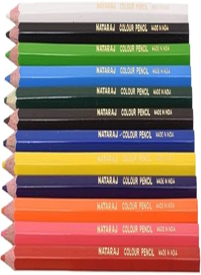 Nataraj Colouring Pencils Pack of 12 Pencils with Free Sharpener - Multi Color
